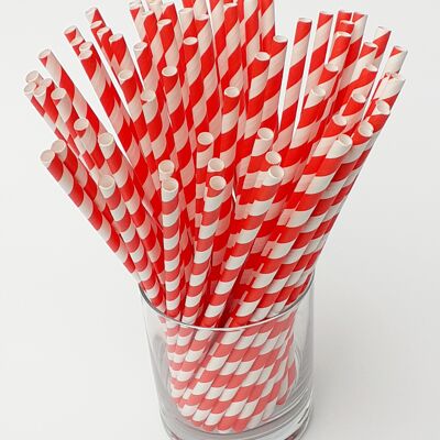 Red stripe paper straws - 250