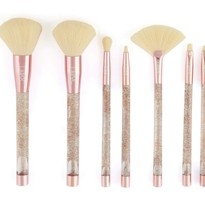 LaRoc 7pc Glitter Brush Set - Rose Gold