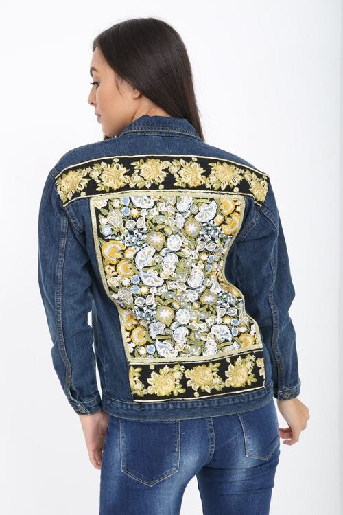 oversized denim jacket with embroidered Gold back