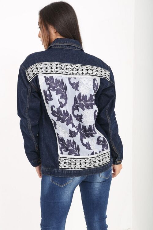 oversized denim jacket with embroidered Silver back