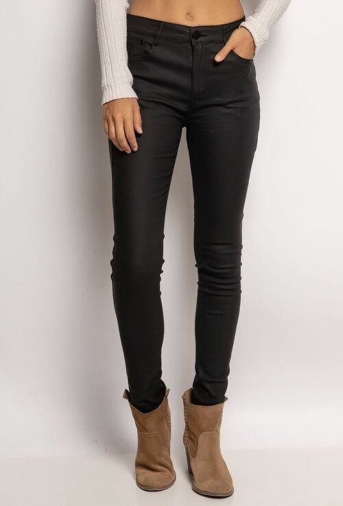 G Smack Plus Size Black PU Leather Look Jeans