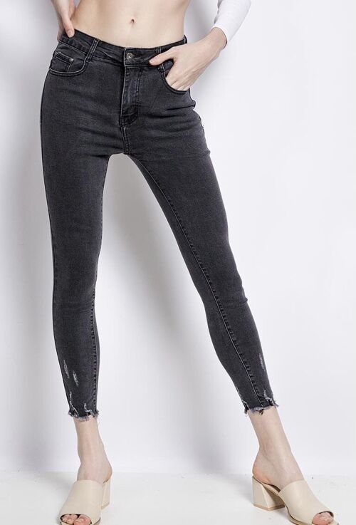 G Smack Frayed Hem Mega Stretch Washed Black Jeans