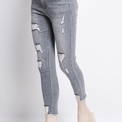 Jeans G Smack con orlo sfrangiato Mega Stretch grigio argento effetto consumato