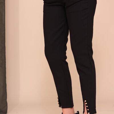 Matthias trousers with slits and buttons Black