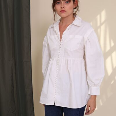 Chemise ample avec boutons revêtus Christophe Ecru