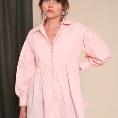 Loose shirt with covered buttons Christophe Pale pink