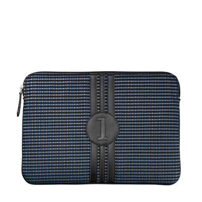 Pochette multi noire , gris et bleu / Blue grey and black computer case