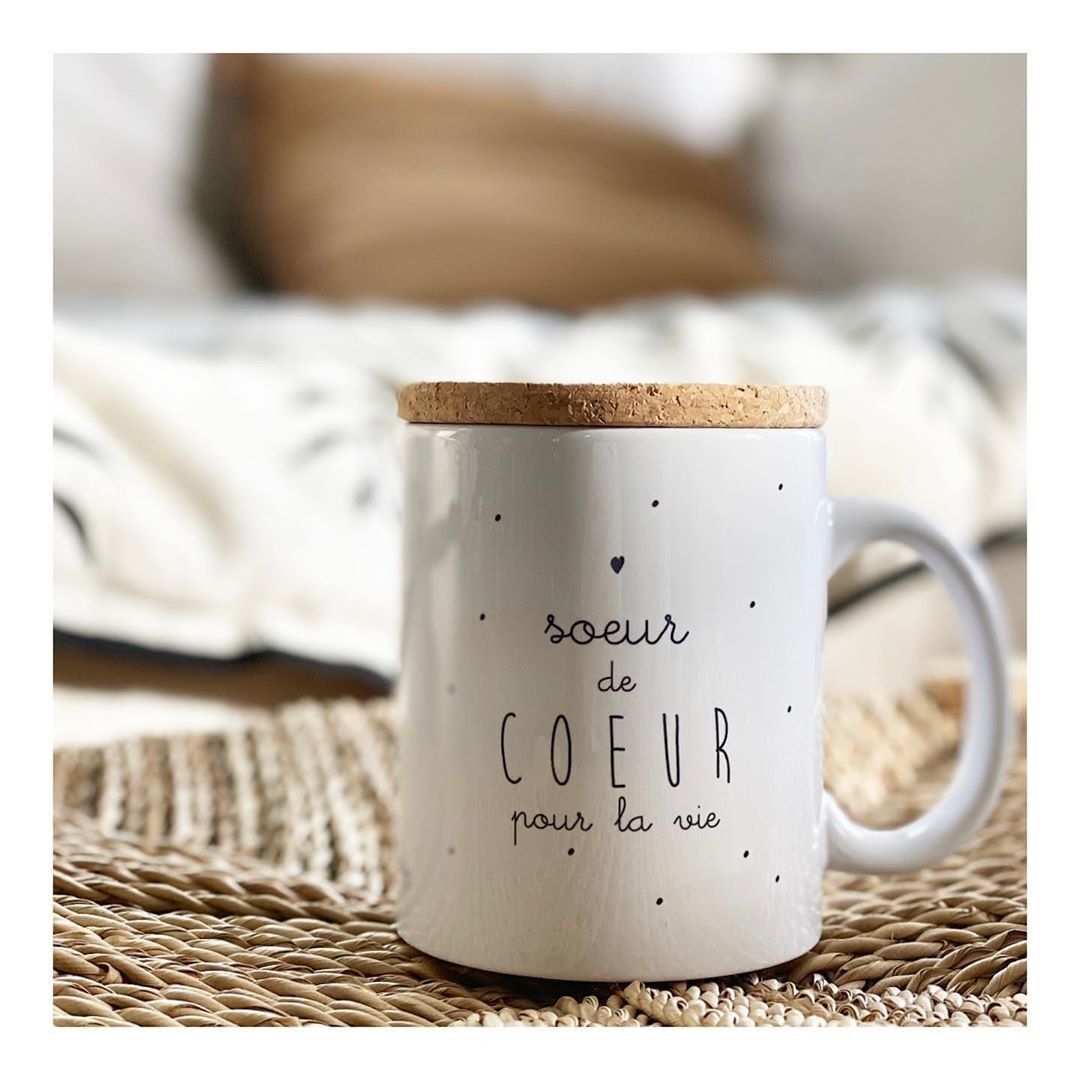 Mug "Soeur de coeur" avec son couvercle en liège