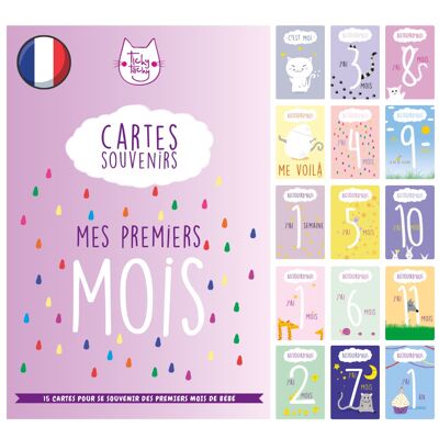 Kit de 15 tarjetas de pasos de bebé | Tarjetas de recuerdo para bebés | Mis primeros meses