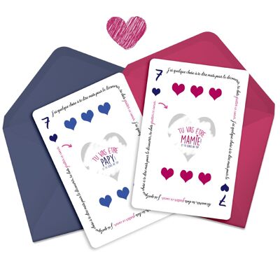 Cartes à gratter annonce grossesse  | Tu vas être Papy et Tu vas être Mamie | Duo de cartes et enveloppes