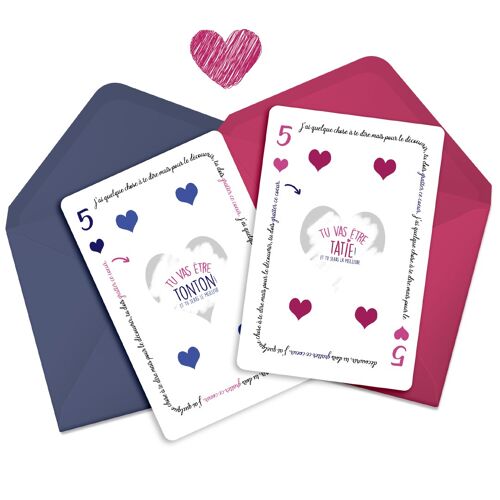 Cartes à gratter annonce grossesse  | Tu vas être Tonton | Tu vas être Tatie | Duo de cartes et enveloppes