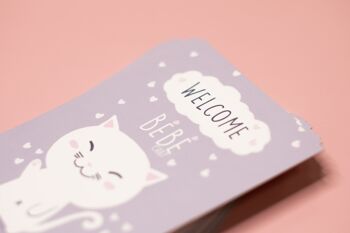 Carte & Enveloppe de félicitation | Carte naissance | Welcome bébé chat 6