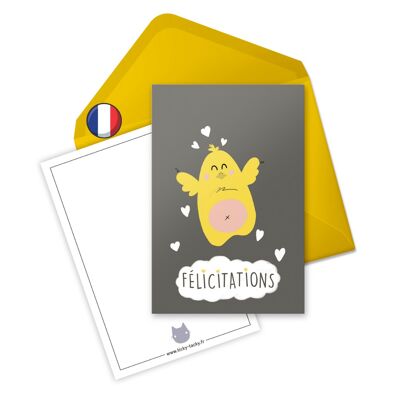 Congratulatory Card & Envelope | Birth card | Chick
