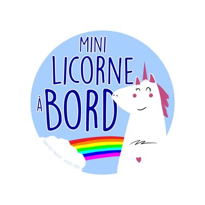 Stickers voiture bébé à bord | Mini Licorne A Bord