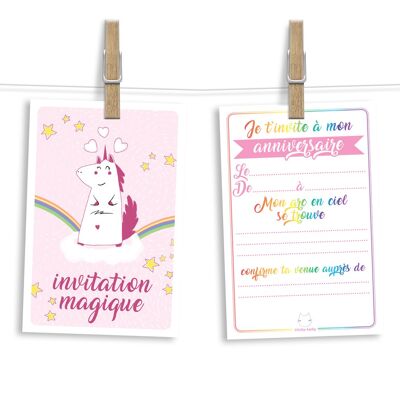 Birthday invitation cards and envelopes by 6 | Unicorn Theme