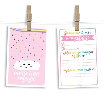 Birthday invitation cards and envelopes by 6 | Rainbow Theme