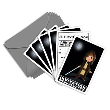 Cartes et enveloppes invitation anniversaire par 6 | Thème Star Wars 2