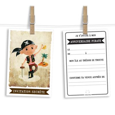 Birthday invitation cards and envelopes by 6 | Pirate Theme