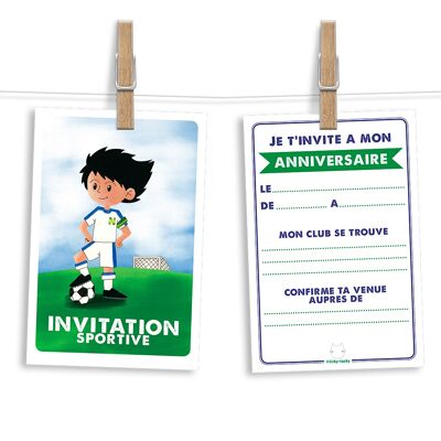 Tarjetas de invitación de cumpleaños y sobres de 6 | Tema de fútbol