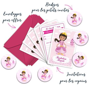6 badges pour enfants | Anniversaire thème Princesse rose 2