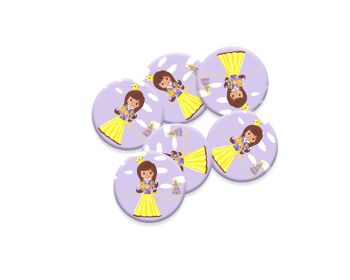 6 badges pour enfants | Anniversaire thème Princesse Mauve 2