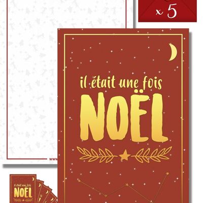★ Juego de 5 tarjetas de felicitación navideñas | Postales Once Upon a Christmas Version | Tarjetas de felicitación que incluyen sobres