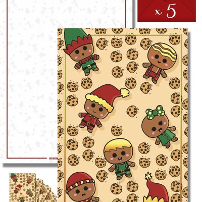 ★ Set mit 5 Weihnachtsgrußkarten | Sprites & Cookies-Version Postkarten | Grußkarten inklusive Umschläge