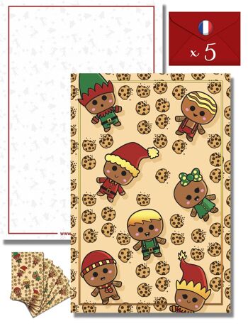 ★ Lot de 5 cartes de vœux pour Noël | Cartes postales version Lutins & Cookies | Cartes de vœux enveloppes comprises 1