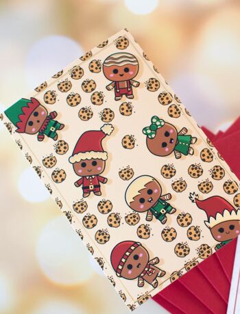 ★ Lot de 5 cartes de vœux pour Noël | Cartes postales version Lutins & Cookies | Cartes de vœux enveloppes comprises 7