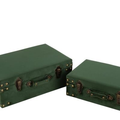 Set de 2 maleta baja terciopelo verde