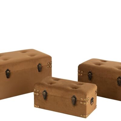 Set de 3 maleta alta terciopelo marron large