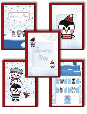 ★ Lot de 5 cartes de vœux pour Noël | Cartes postales version polaire | Cartes de vœux enveloppes comprises 1