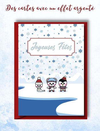 ★ Lot de 5 cartes de vœux pour Noël | Cartes postales version polaire | Cartes de vœux enveloppes comprises 3