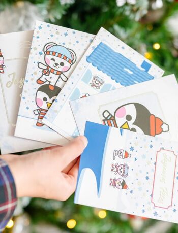 ★ Lot de 5 cartes de vœux pour Noël | Cartes postales version polaire | Cartes de vœux enveloppes comprises 5