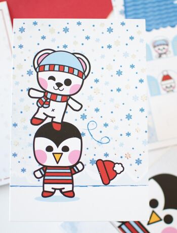 ★ Lot de 5 cartes de vœux pour Noël | Cartes postales version polaire | Cartes de vœux enveloppes comprises 7
