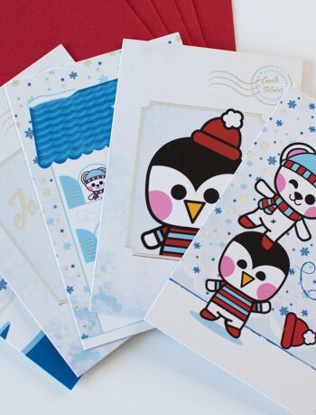 ★ Lot de 5 cartes de vœux pour Noël | Cartes postales version polaire | Cartes de vœux enveloppes comprises 8