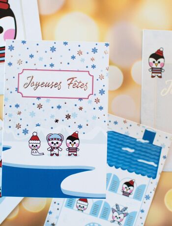 ★ Lot de 5 cartes de vœux pour Noël | Cartes postales version polaire | Cartes de vœux enveloppes comprises 12
