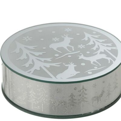 Decoracion de mesa redonda invierno led cristal plata