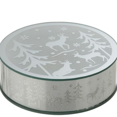 Decoracion de mesa redonda invierno led cristal plata
