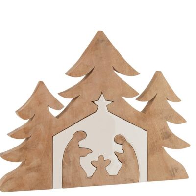 Belen+arboles de navidad puzzle mango madera blanco/natural