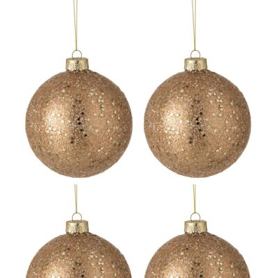 Caja de 4 bolas de navidad estrellas cristal bronce large