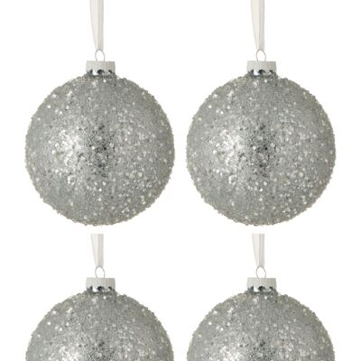 Caja de 4 bolas de navidad perlas cristal azul claro large
