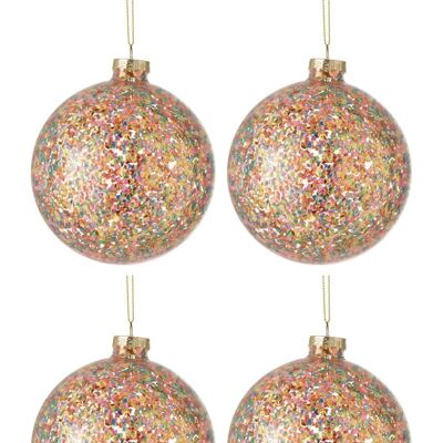 Caja de 4 bolas de navidad confeti cristal mix large