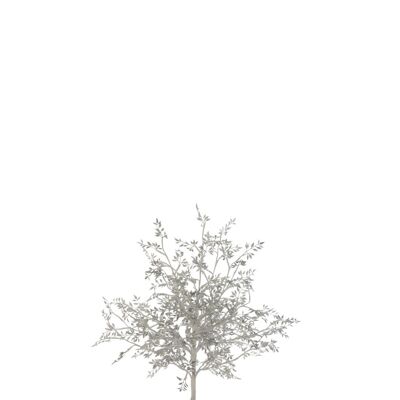 Arbol hojas purpurina+led metal plata metal