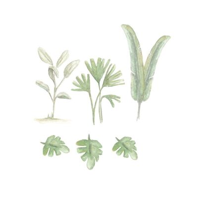 Green leaves wall stickers