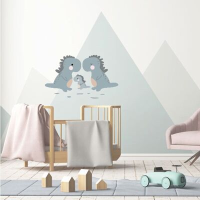 Dino Familie Wandsticker 40x40cm (Verschiedene Varianten)