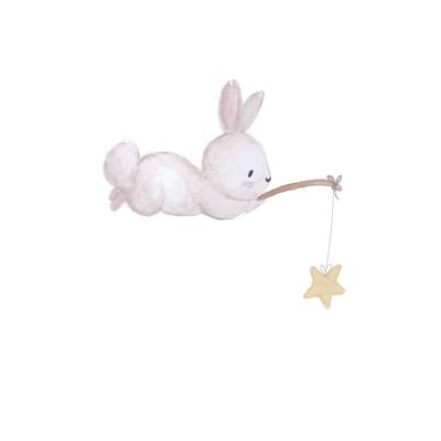 Rabbit with star wall sticker