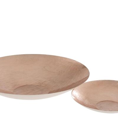 Set de 2 fuentes metal laca rosa claro