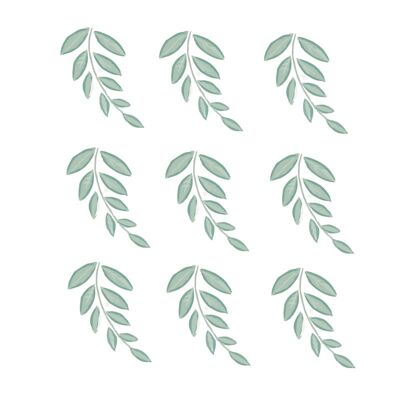 Green twigs wall stickers - 9 pieces - 10x12cm
