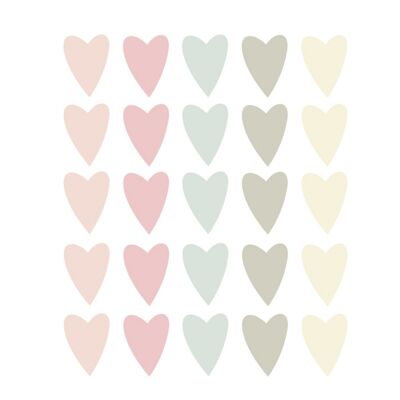 Colored hearts wall stickers - 25 pieces - 5x4cm x